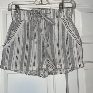 White and black striped shorts